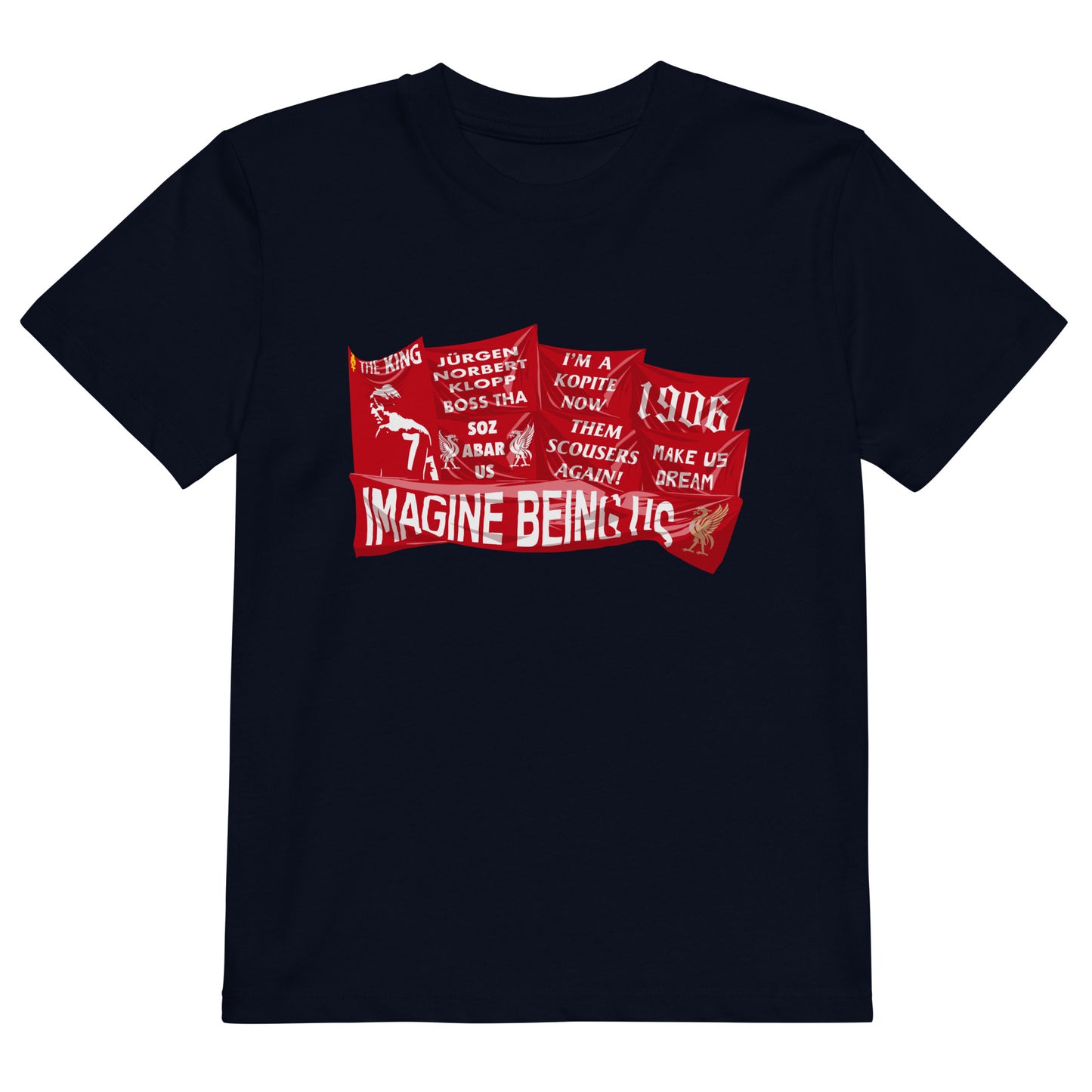 Famous Flags of the Kop Kids T-Shirt - Anfield Attire