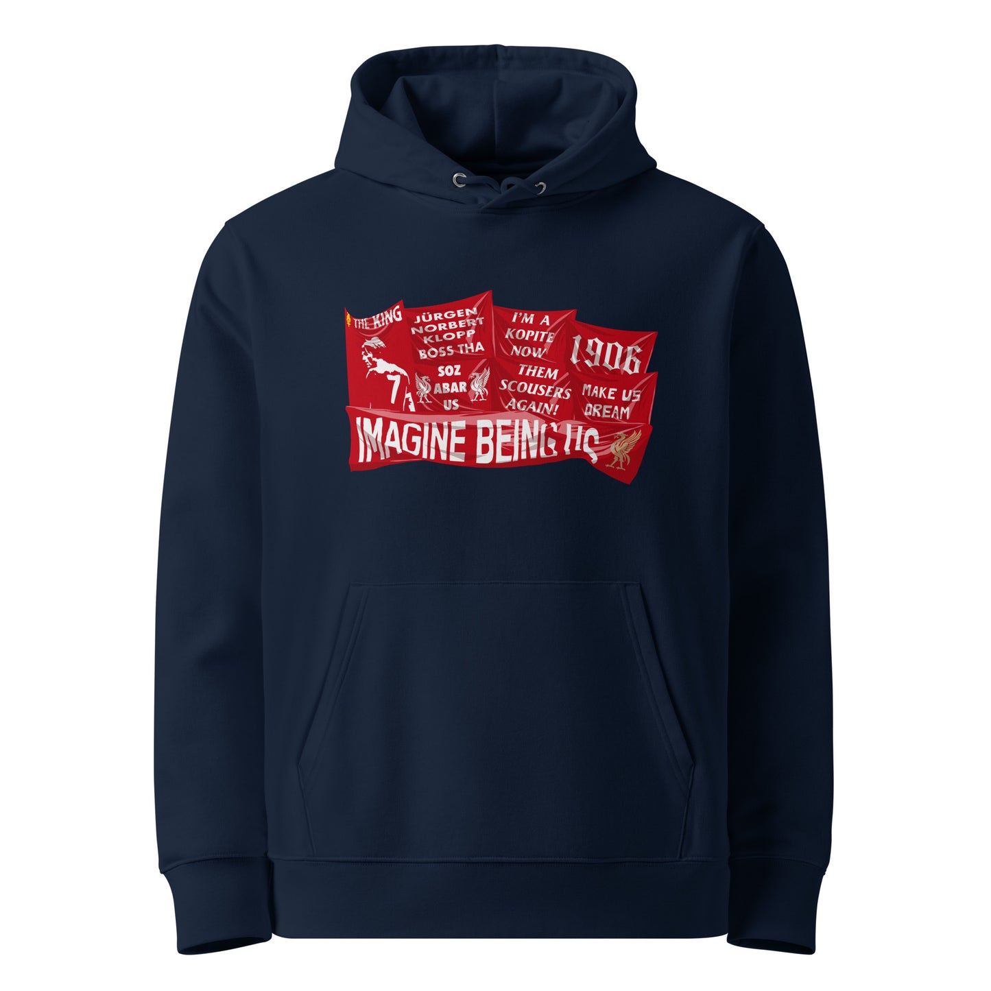 Famous Flags of the Kop Hoodie - Liverpool FC Spion Kop hoodie back view