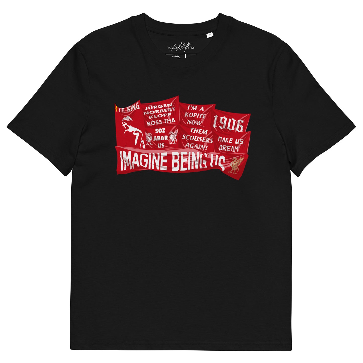 Famous Flags of the Kop T-Shirt - Liverpool FC Spion Kop tee front view